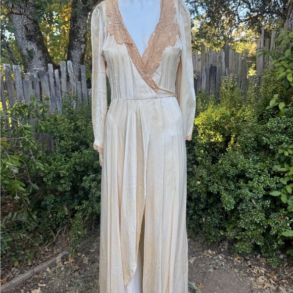 Malibu Other - Antique Malibu Cream Satin Fabric Wrap dress or nightgown
